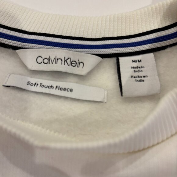 Calvin Klein White Athleisure Unisex Sweatshirt Crewneck Soft Pullover Medium - Picture 3 of 5
